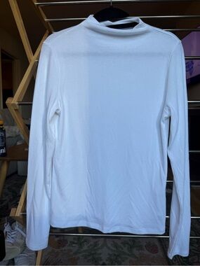 Abercrombie & Fitch White Ribbed Mock Neck Top